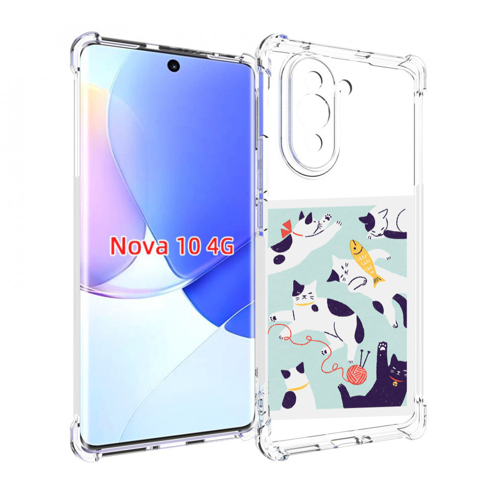 

Чехол MyPads коты-с-клубками для Huawei Nova 10, Прозрачный, Tocco