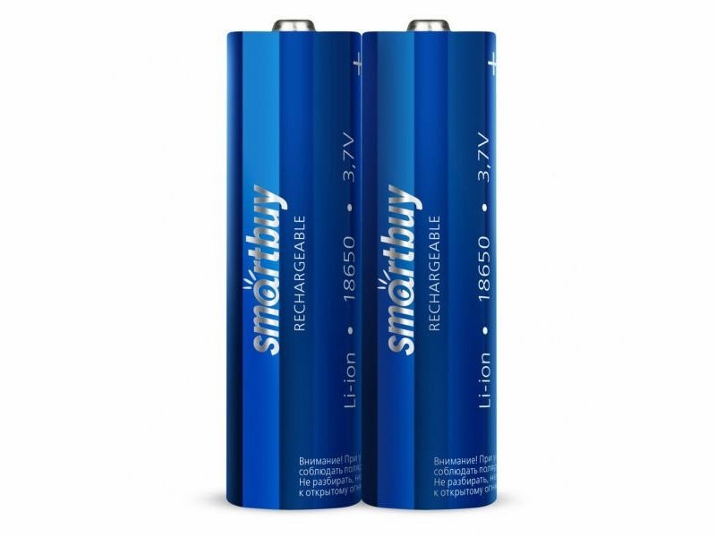 Аккумулятор SmartBuy ICR18650 без защиты, 18A, 2000mAh (2 штуки)