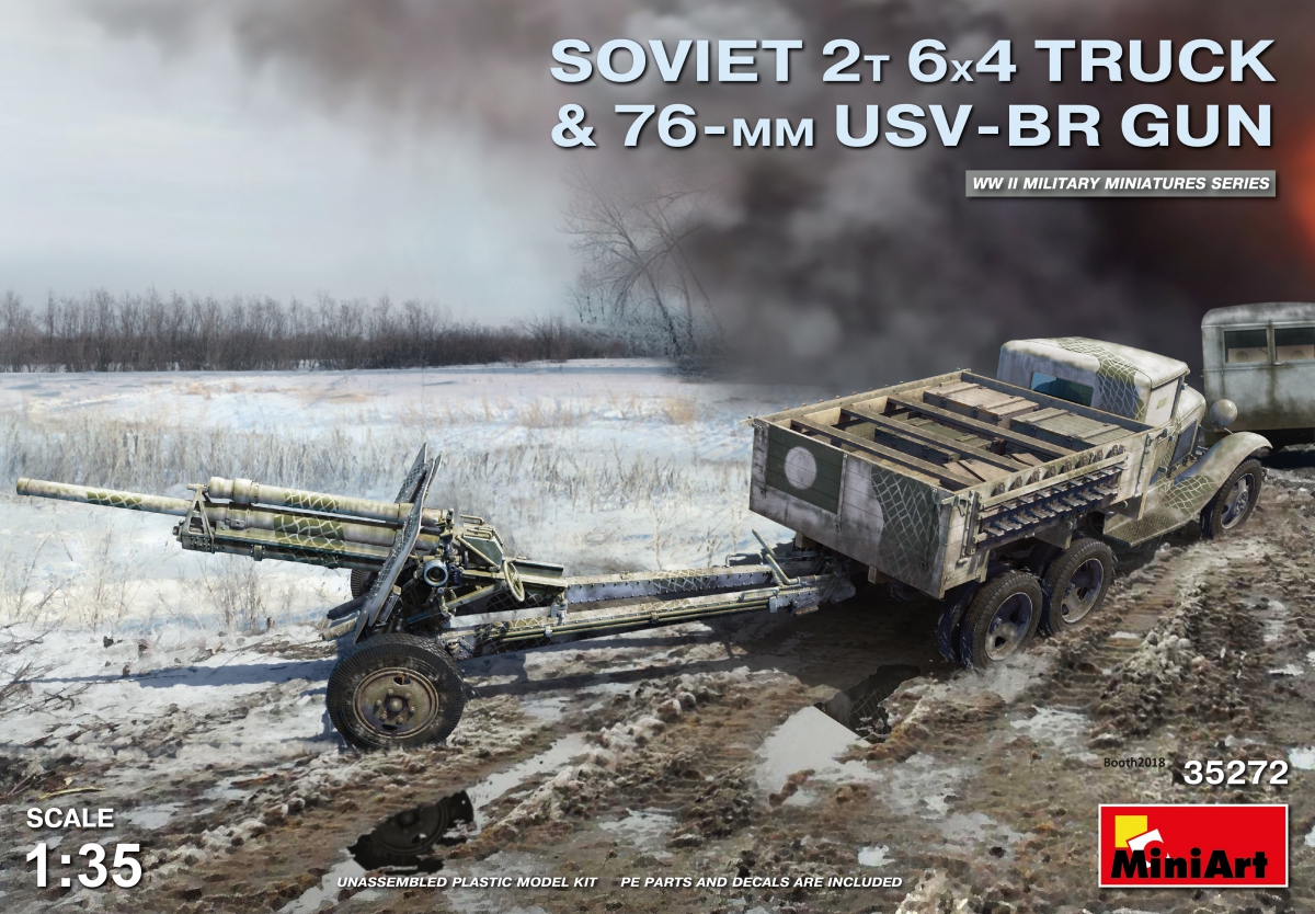 фото Сборная модель miniart 1/35 советский 2-х тонный грузовик 6x4 с 76-мм усв-бр пушкой 35272