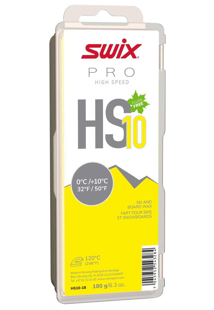 

Парафин Swix HS10-18 yellow, 0°/+10°, 180g, Желтый