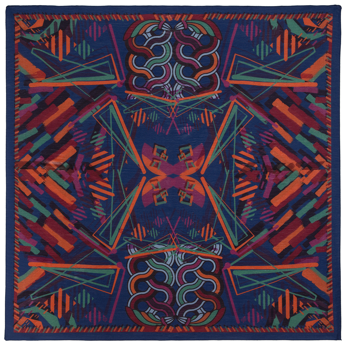 Платок женский Павловопосадская платочная мануфактура 11059 синий, 115х115 см