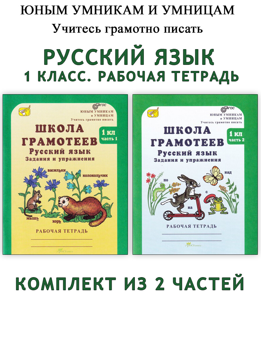 Школа грамотеев. Русский язык. 1 класс. Рабочая тетрадь. В 2-х частях