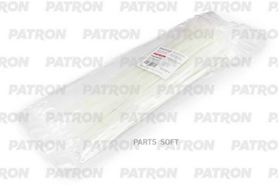 Комплект пластиковых хомутов 3.6 х 300 мм, 100 шт, нейлон, белые PATRON P36300W