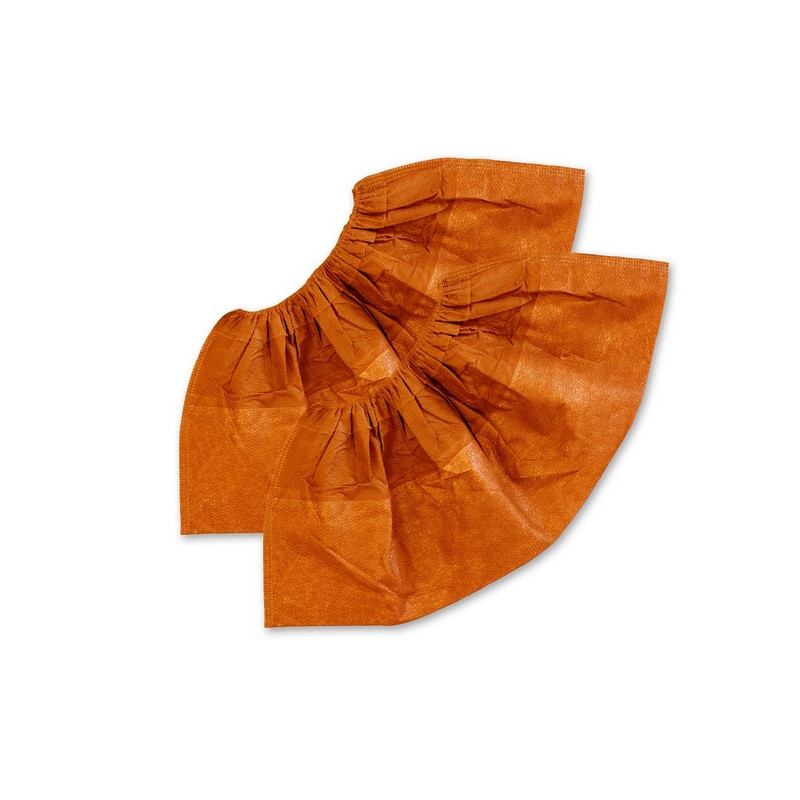 Бахилы EleGreen ламинированные, 2-ая резинка, бело-оранжевые, 250 пар в упаковке