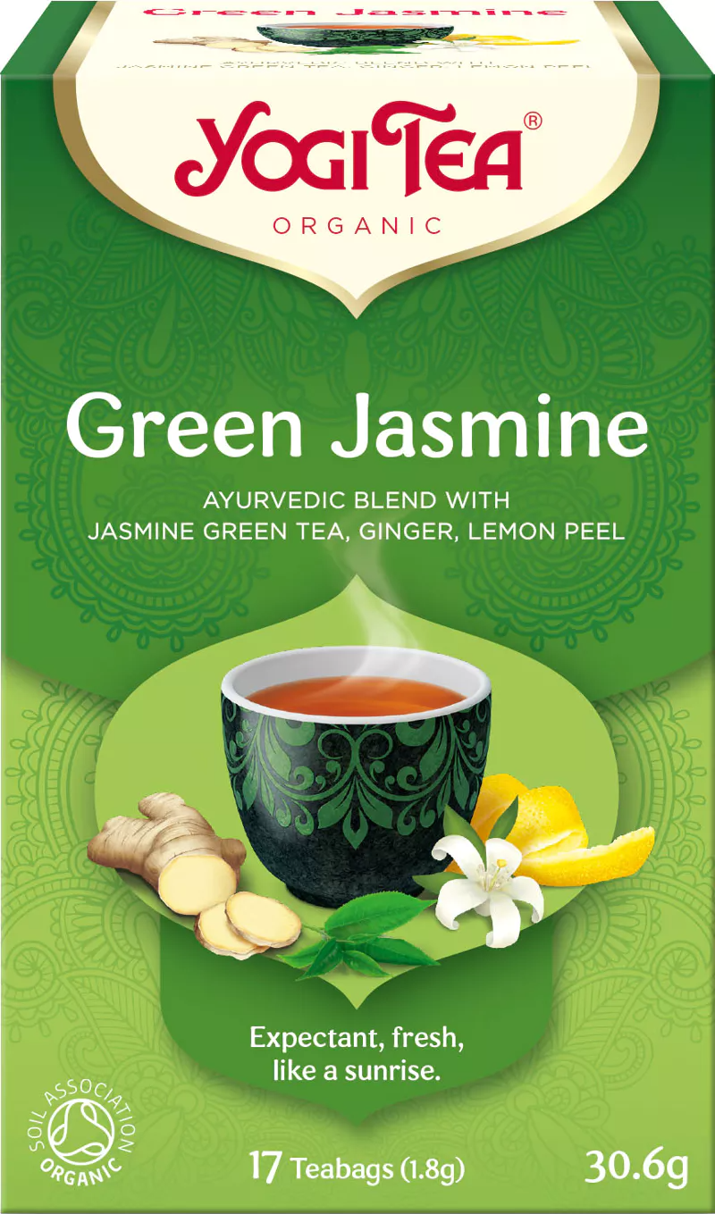 Чай в пакетиках Yogi Tea Green Jasmine Зеленый чай, жасмин, имбирь, лимон, 17 пакетиков