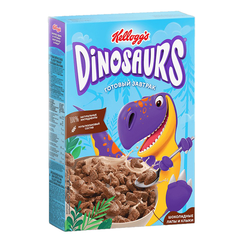 Лапки Kellogg's Dinosaurs мультизлаковые шоколадные 220 г