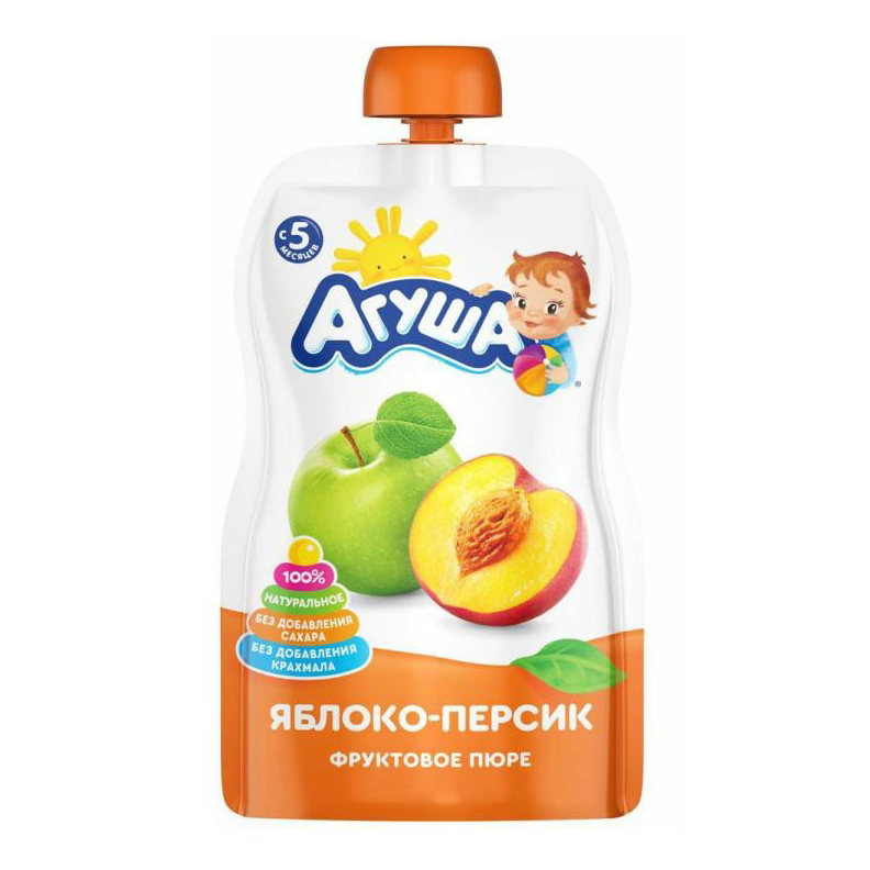 

Пюре Агуша Я Сам яблоко-персик с 6 месяцев 90 г