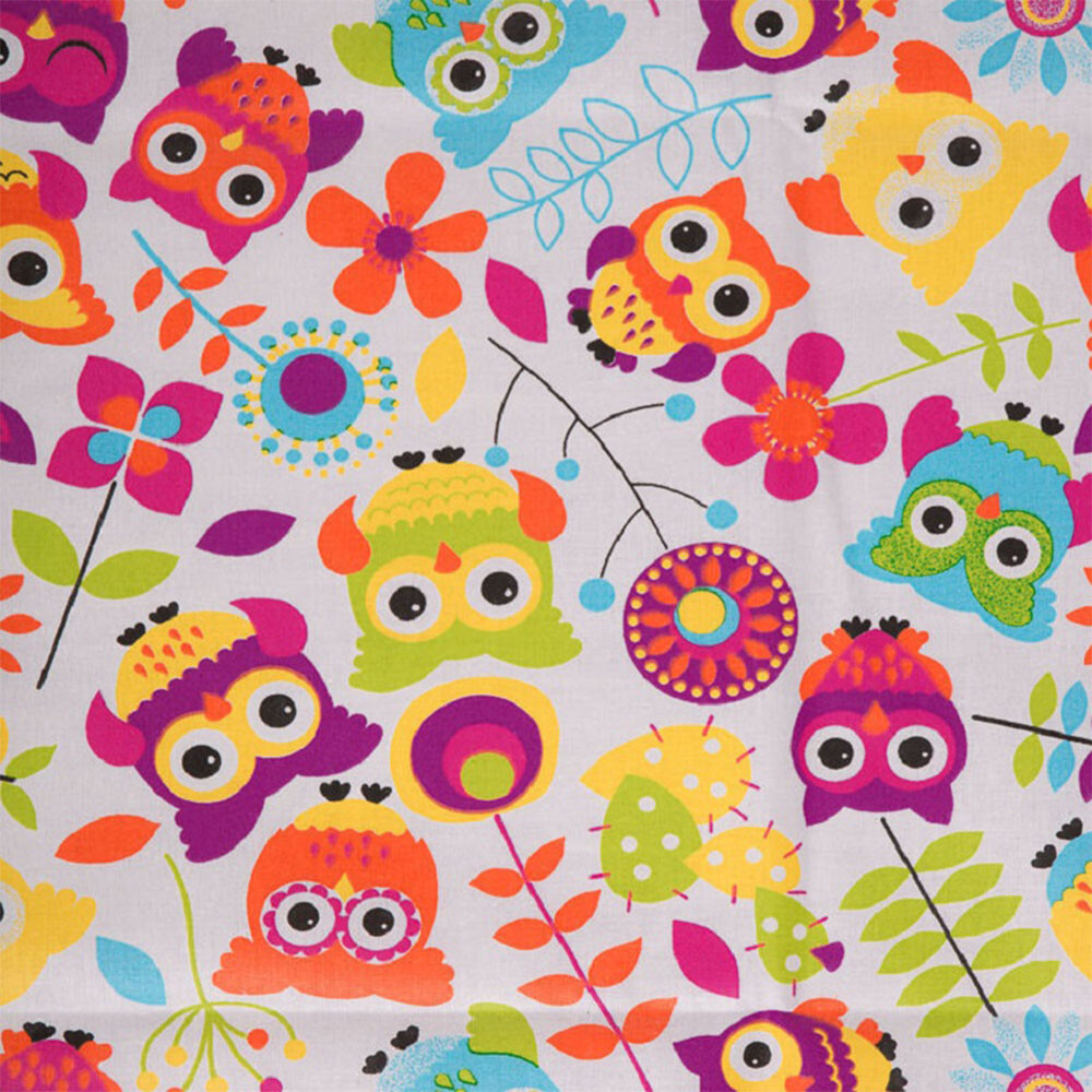 

Ткань для рукоделия и шитья 800х150см Совы для пэчворка, постельного белья, нарезанная