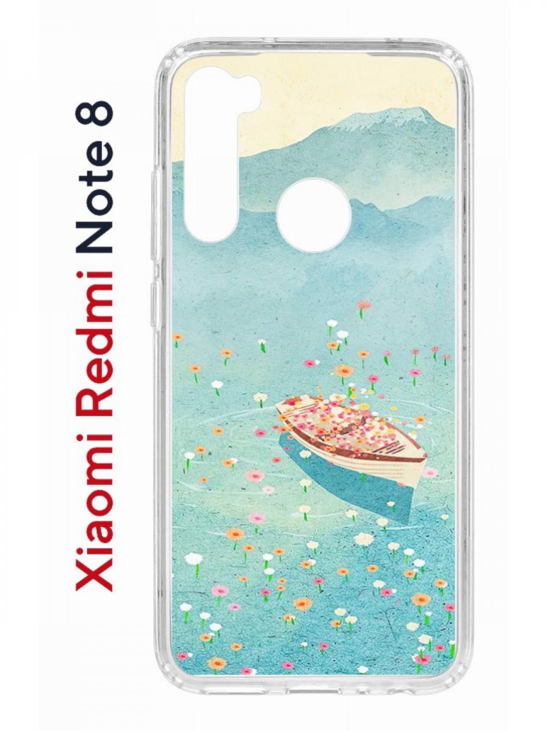 Чехол на Redmi Note 8 Kruche Print озеро цветов,противоударный бампер,с защитой камеры