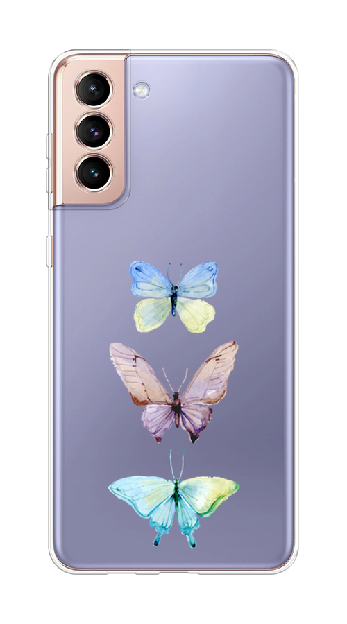 

Чехол на Samsung Galaxy S21 Plus "Акварельные бабочки", Бирюзовый;розовый, 2102150-1