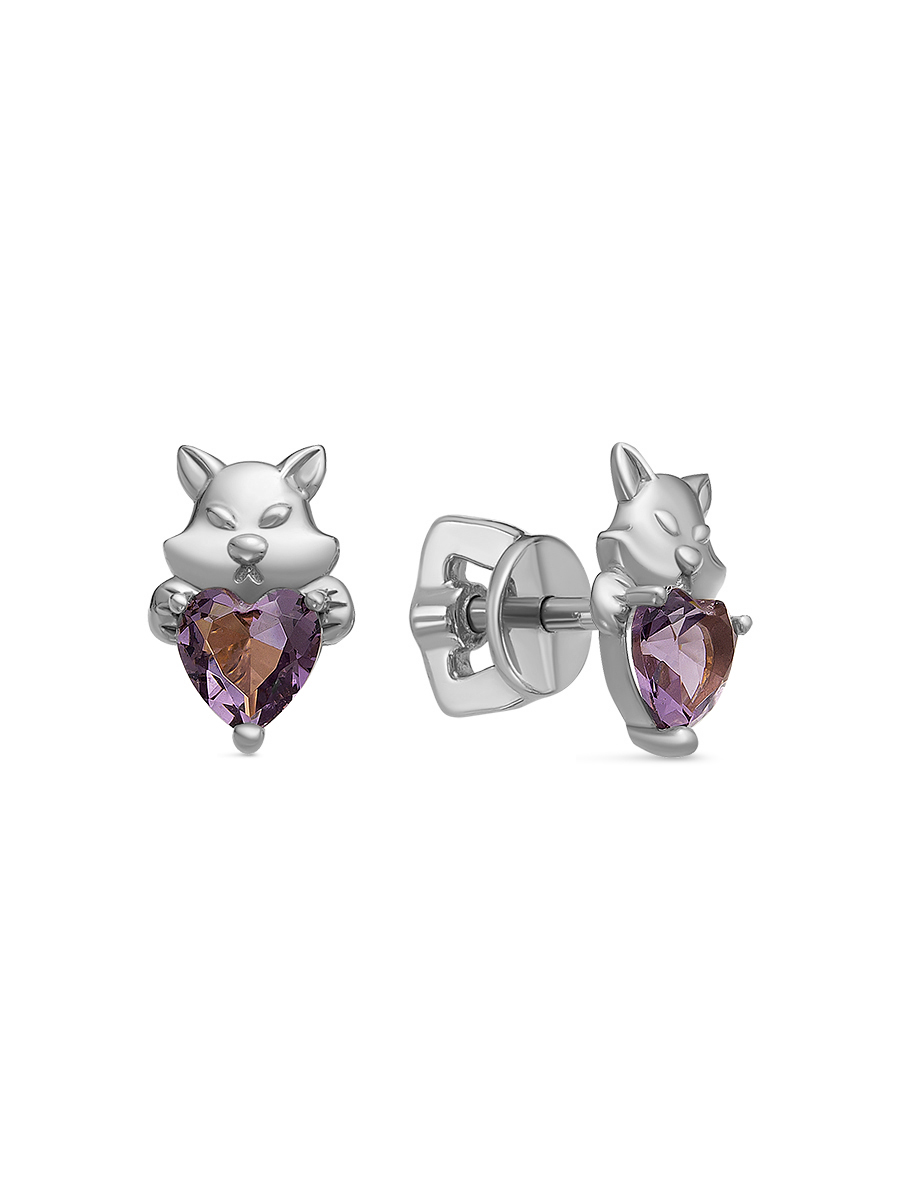 

Серьги-пусеты из серебра с кварцем искусственным SamoroDki Jewelry 2-06-026-13р, 2-06-026-13р