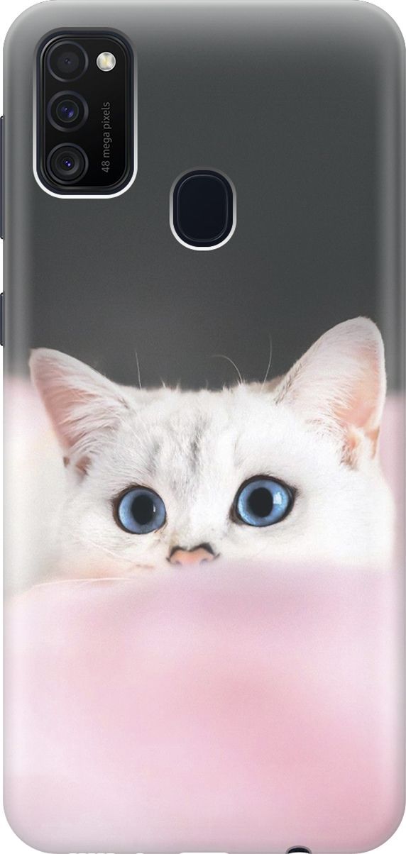 

Чехол на Samsung Galaxy M21/M30s с принтом "Кот на розовом пледе", Белый;розовый, 2315