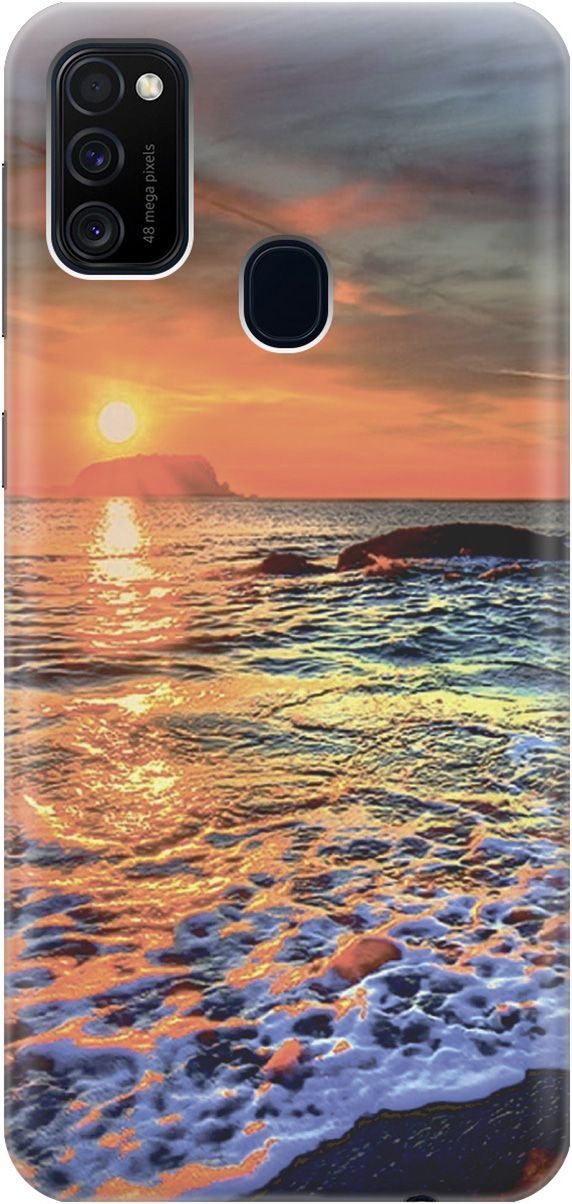 

Силиконовый чехол на Samsung Galaxy M21/M30s с принтом "Закат на море", Белый;оранжевый, 2315