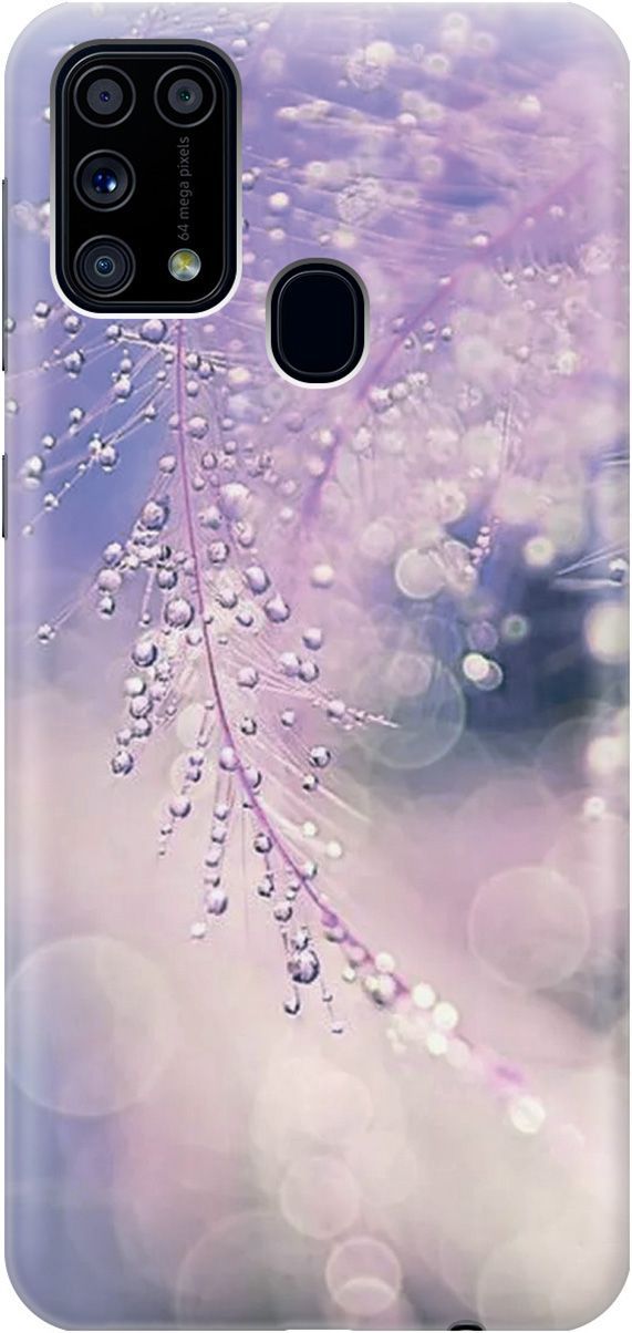 

Силиконовый чехол на Samsung Galaxy M31 с принтом "Ветка в капельках", Белый;синий, 2316