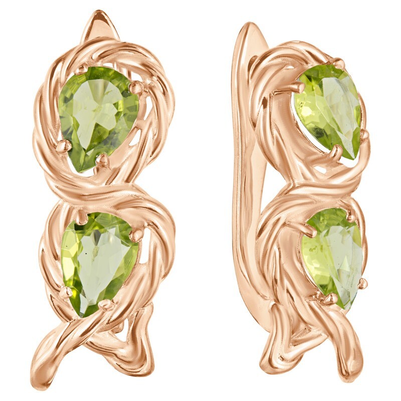 

Серьги из серебра с хризолитом LAZURIT-ONLINE 8155RG, 8155RG