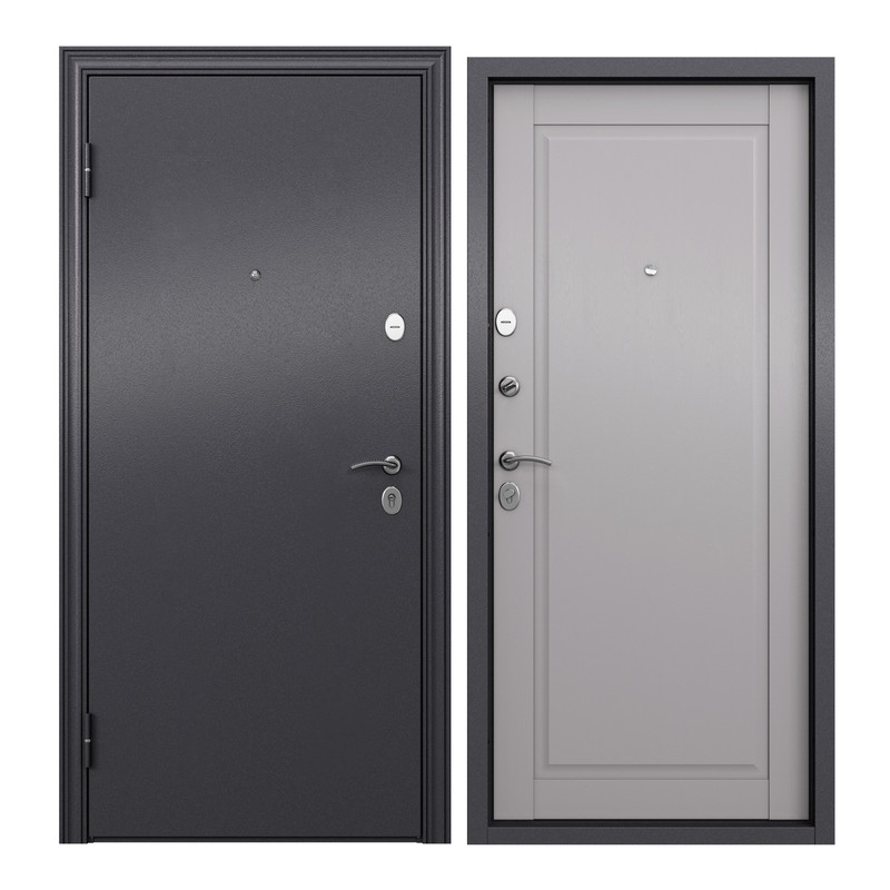 

Дверь входная Torex для квартиры металлическая Flat-M 950х2050 левая, черный/серый, Flat-M
