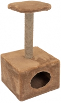 фото Домик-когтеточка дарэлл куб малый с полкой, коричневый, 36x35x71 см