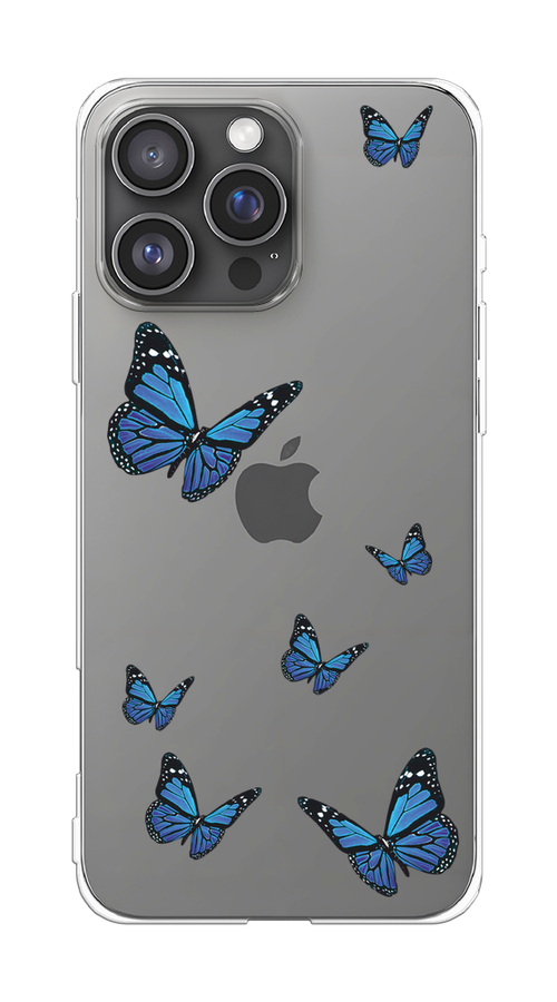 

Чехол на Apple iPhone 16 Pro Max "Blue butterflies", Синий;черный, 16350-1