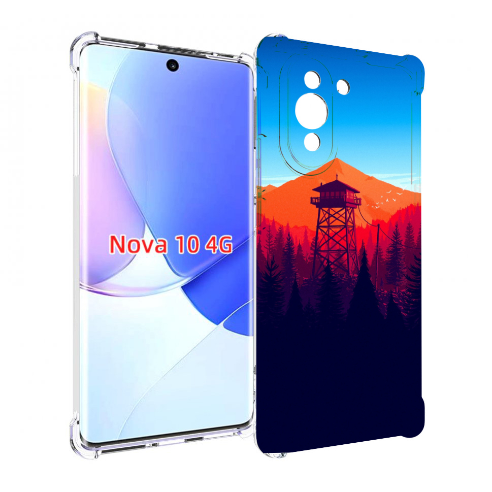 Чехол MyPads лес с оранжевыми горами для Huawei Nova 10