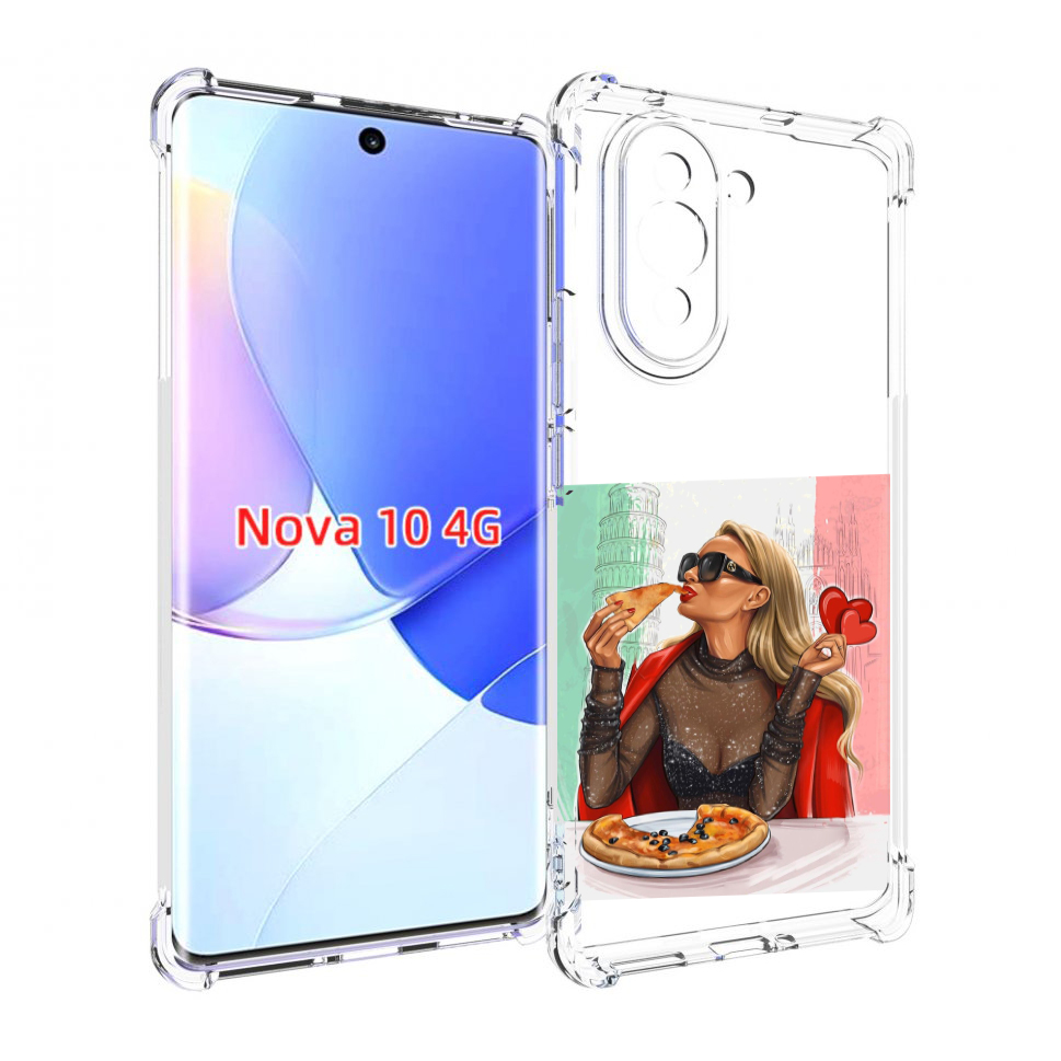 

Чехол MyPads любительница-пиццы женский для Huawei Nova 10, Прозрачный, Tocco
