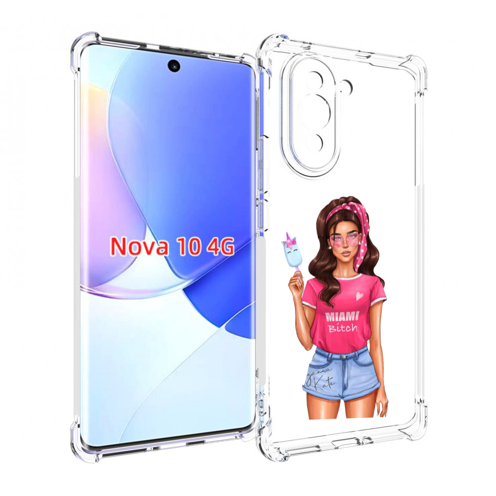 

Чехол MyPads майами-битч женский для Huawei Nova 10, Прозрачный, Tocco
