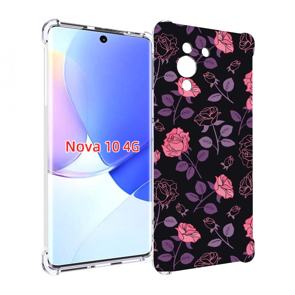Чехол MyPads маленькие розочки на черном фоне женский для Huawei Nova 10