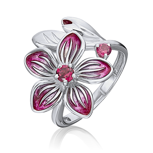 фото Кольцо из серебра с гранатом/эмалью р.17.5 platina jewelry 01-5491-00-204-0200-69