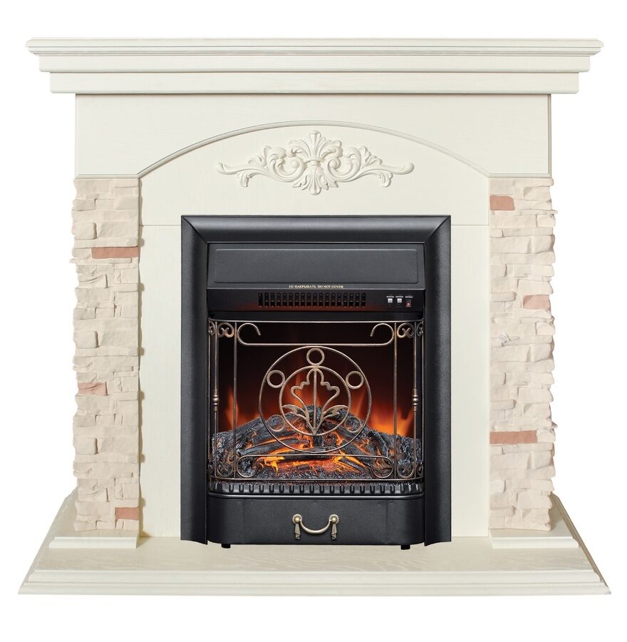 фото Электрокамин real flame neapolis wt- f612 с очагом majestic lux black