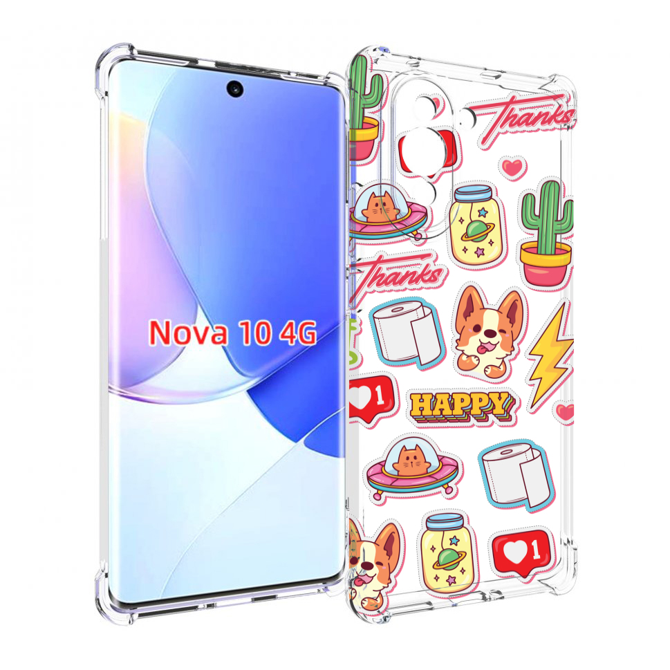 

Чехол MyPads милые-стикеры-корги для Huawei Nova 10, Прозрачный, Tocco