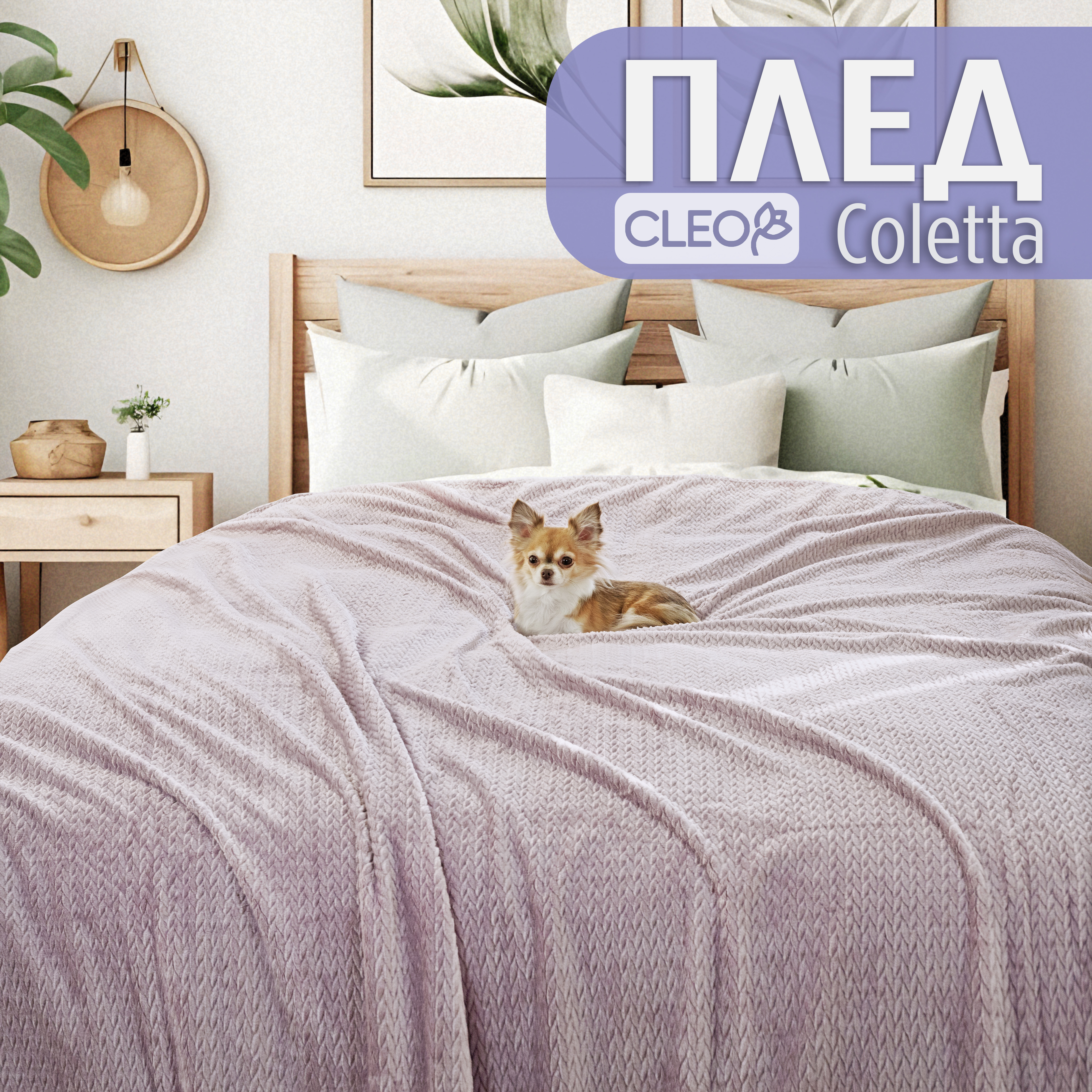 Плед евро однотонный Cleo Home Coletta Collection 180х200 велсофт покрывало на кровать