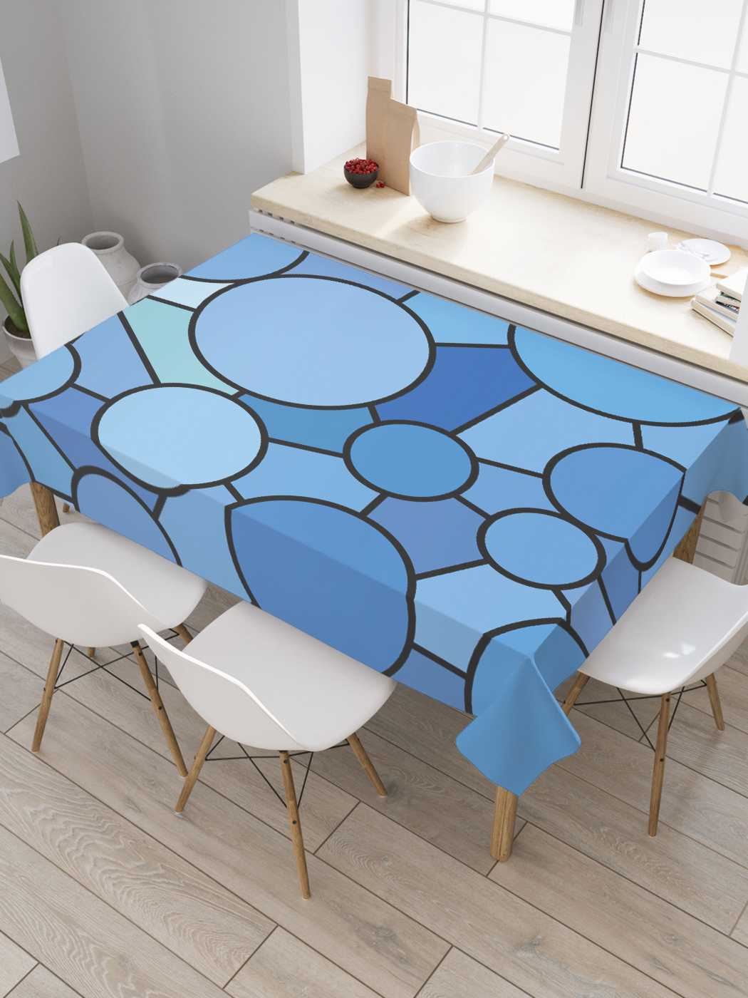 

Скатерть прямоугольная JoyArty "Соединения кругов" из оксфорда, 180x145 см, Голубой, Соединения кругов