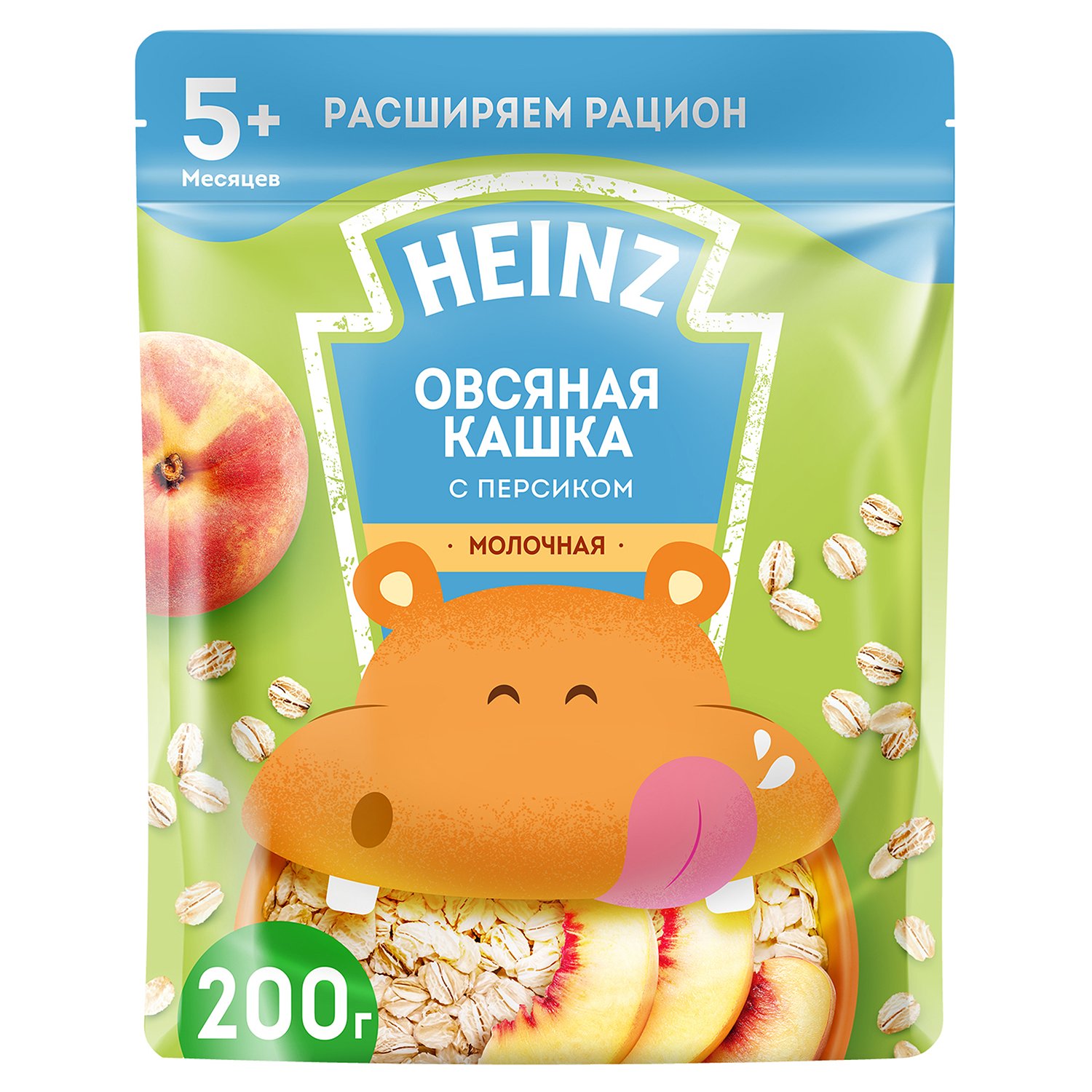 Каша Heinz овсяная молочная с персиком с 5 месяцев 200 г