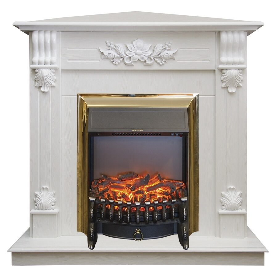 

Электрокамин Real Flame Ottawa WT corner c очагом Fobos S Lux Brass