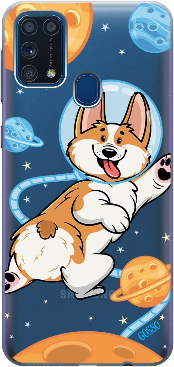 

Силиконовый чехол на Samsung Galaxy M31 с 3D принтом "CosmoCorgi" прозрачный, Прозрачный;коричневый, 1783