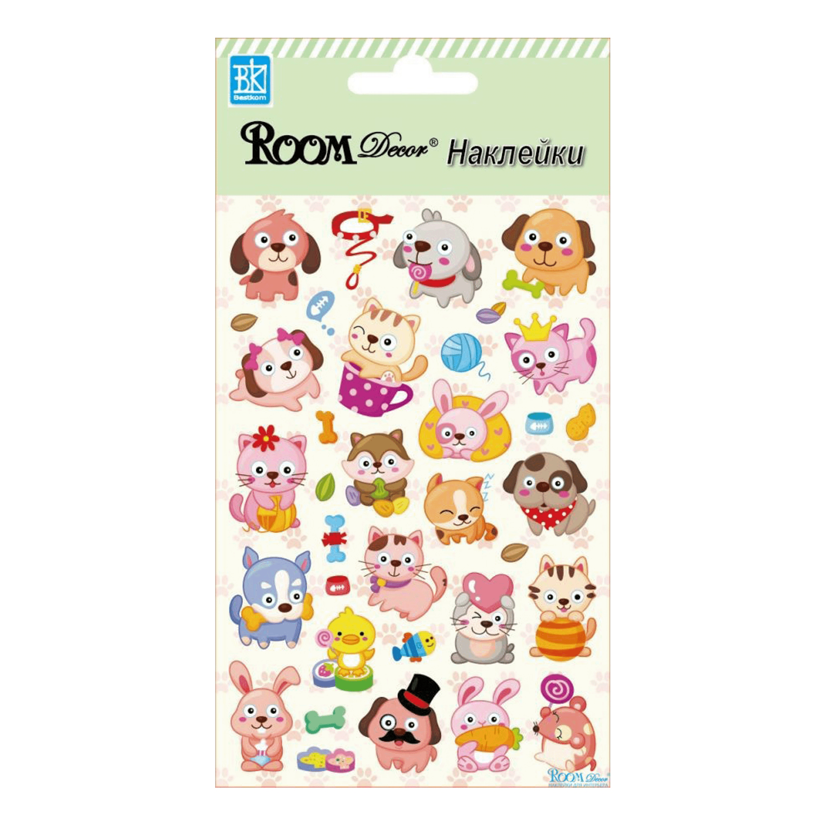 

Наклейки Room Decor Домашние любимцы с глазками мини 35 шт
