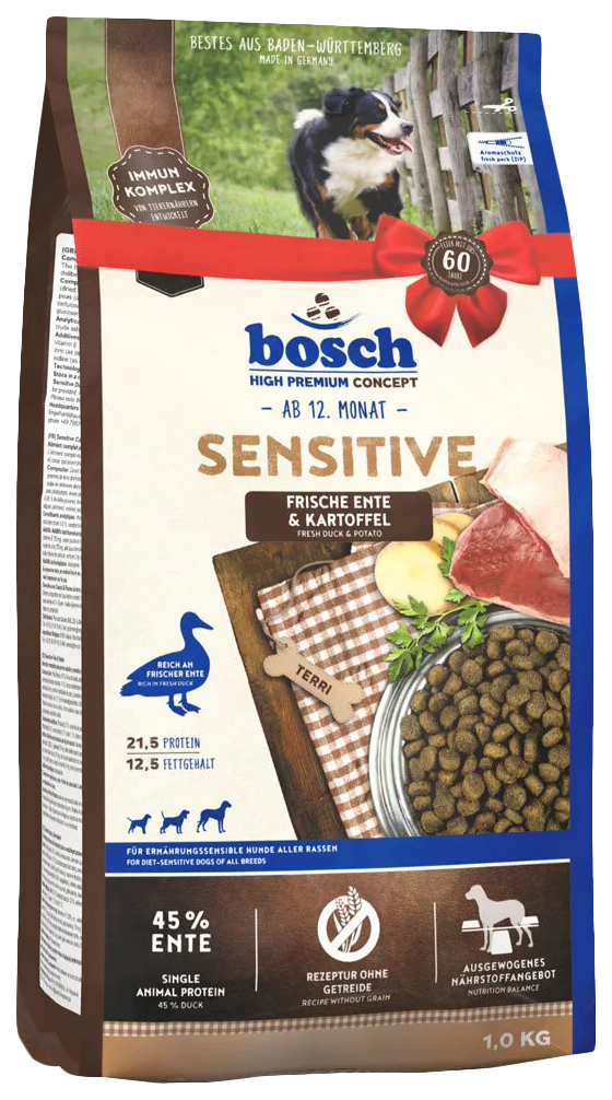 

Сухой корм для собак Bosch Sensitive с уткой и картофелем, 1 кг