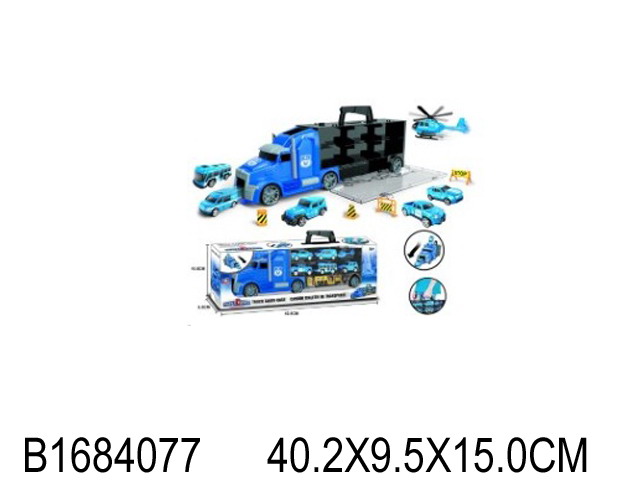 

Автовоз-чемодан AUTODRIVE в комплекте 5 машинок,1 вертолет, 4 дорожных знака JB0403361, Разноцветный