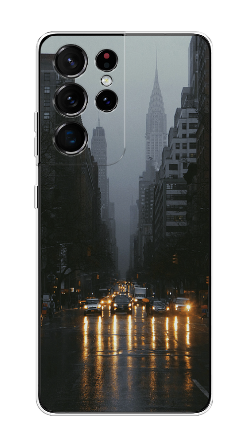 

Чехол на Samsung Galaxy S21 Ultra "Дождливый Нью Йорк", Черный;серый, 2102250-1