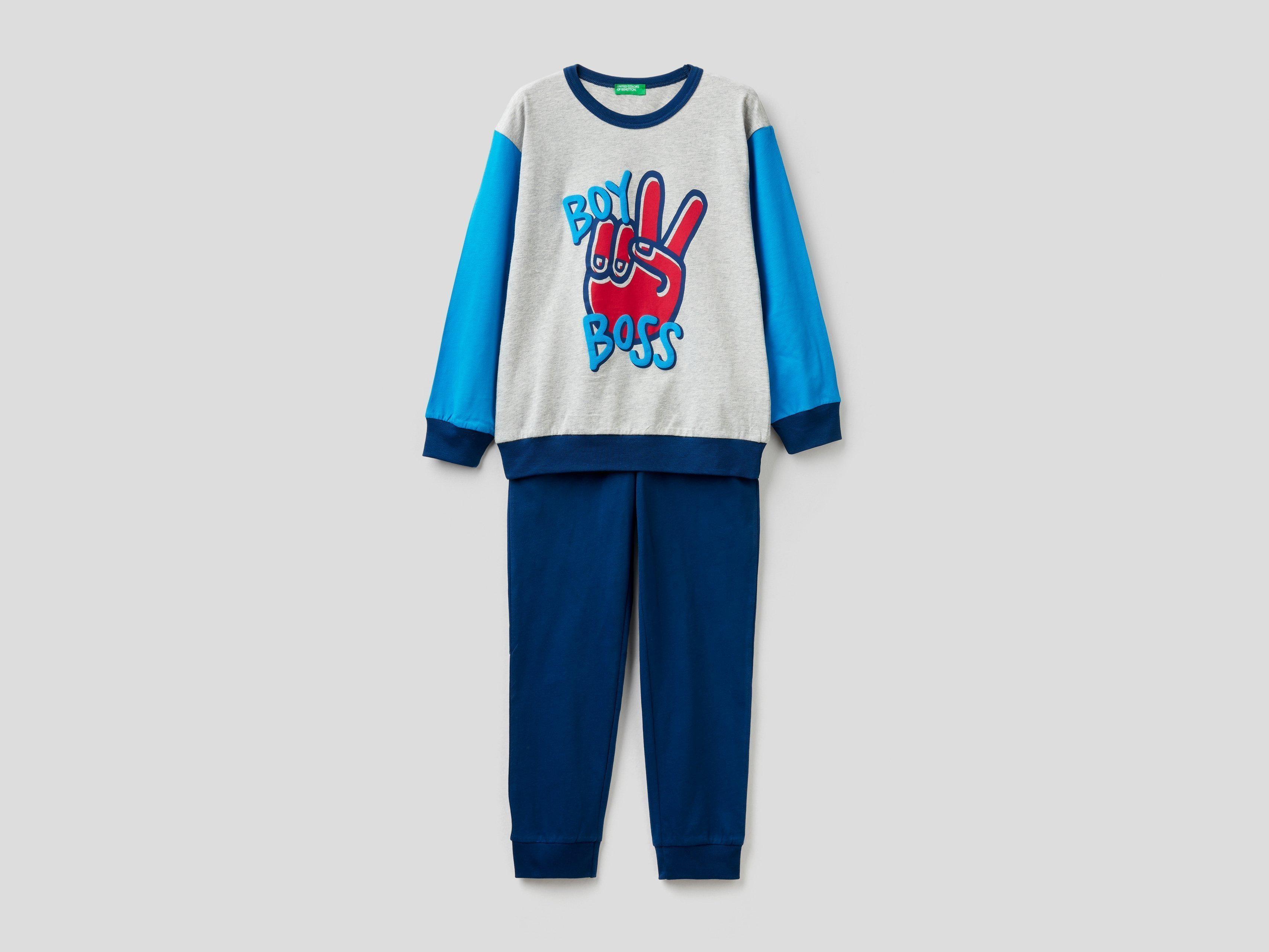 

Пижама для мальчиков Benetton цв. серый р.140, 21A_3VR50P2F9