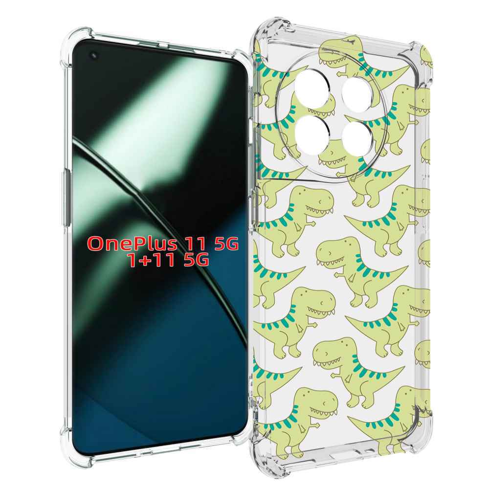 

Чехол MyPads зеленые-динозаврики для OnePlus 11, Прозрачный, Tocco