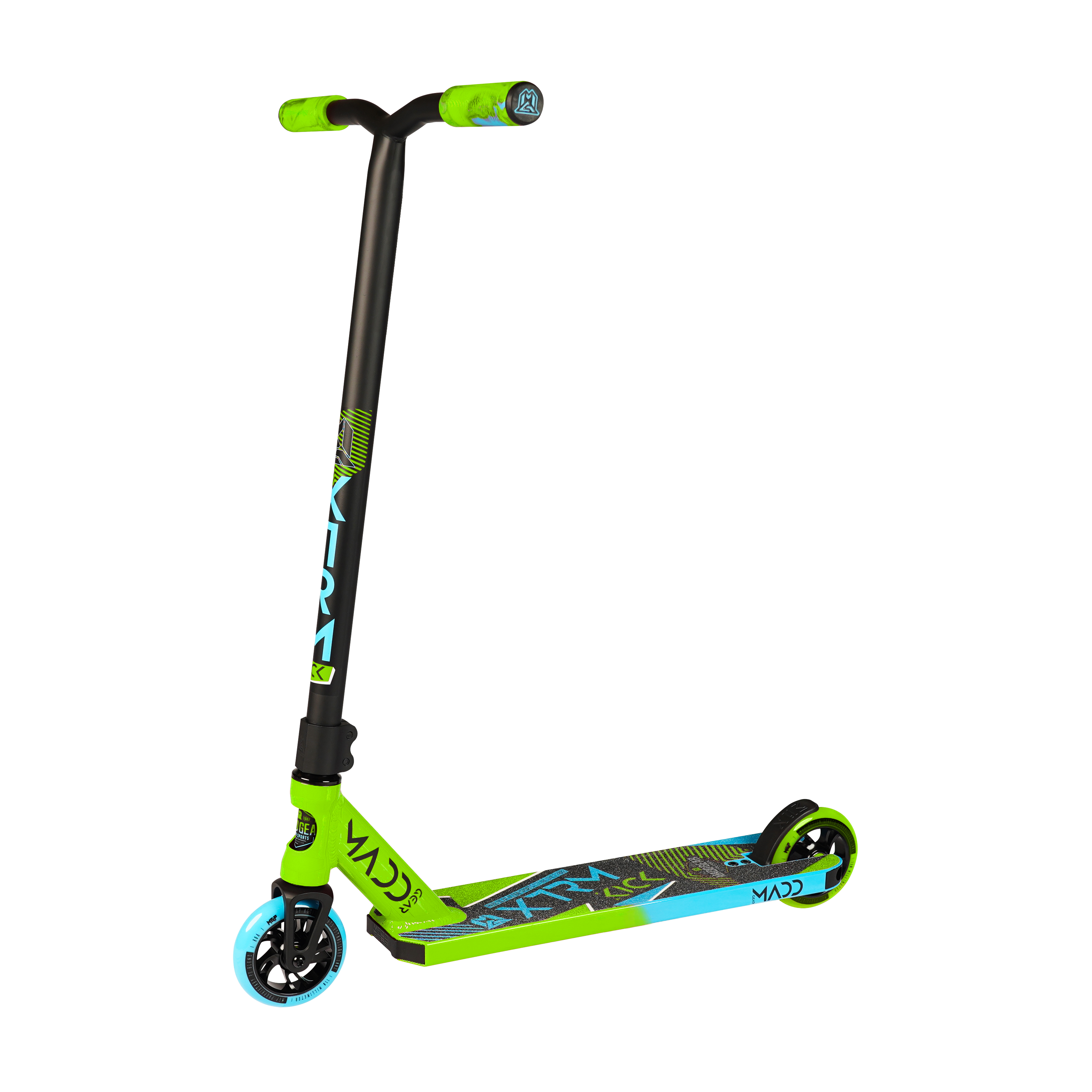 фото Трюковый самокат madd gear kick extreme scooter зелено-синий 212-353