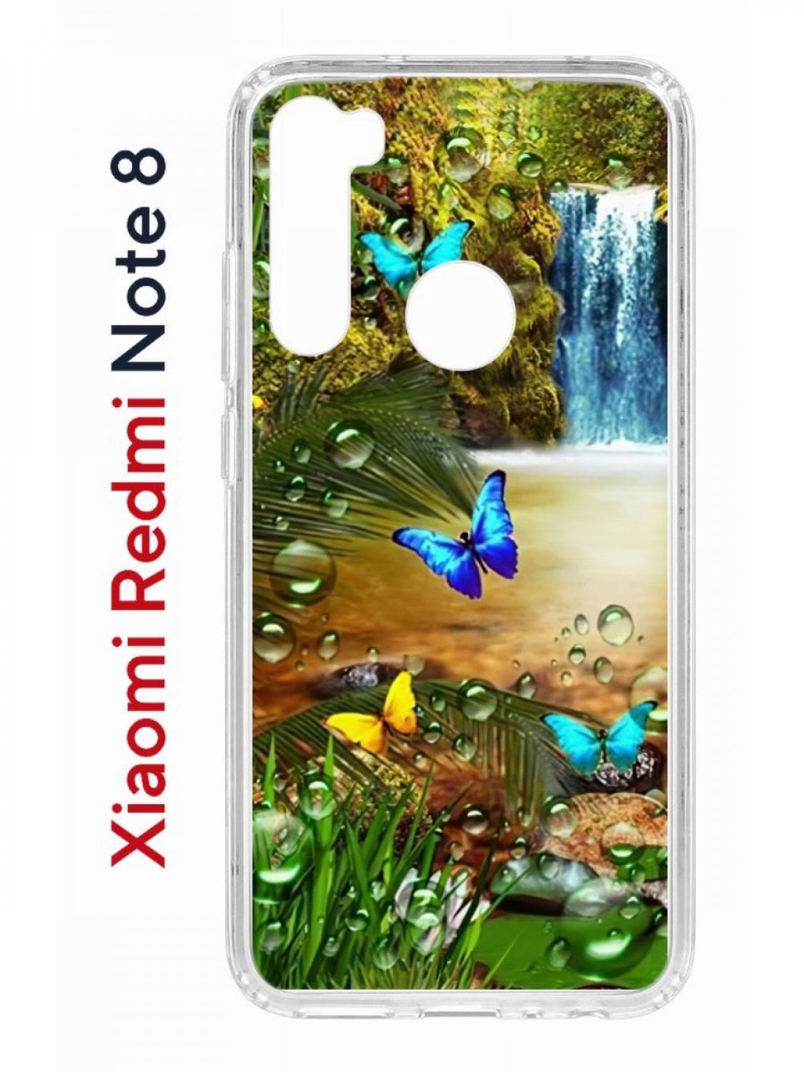 фото Чехол на xiaomi redmi note 8 kruche print водопад,противоударный бампер,с защитой камеры кruче