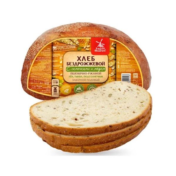 Хлеб серый Хлебное местечко Пшенично-ржаной мед семечки 300 г