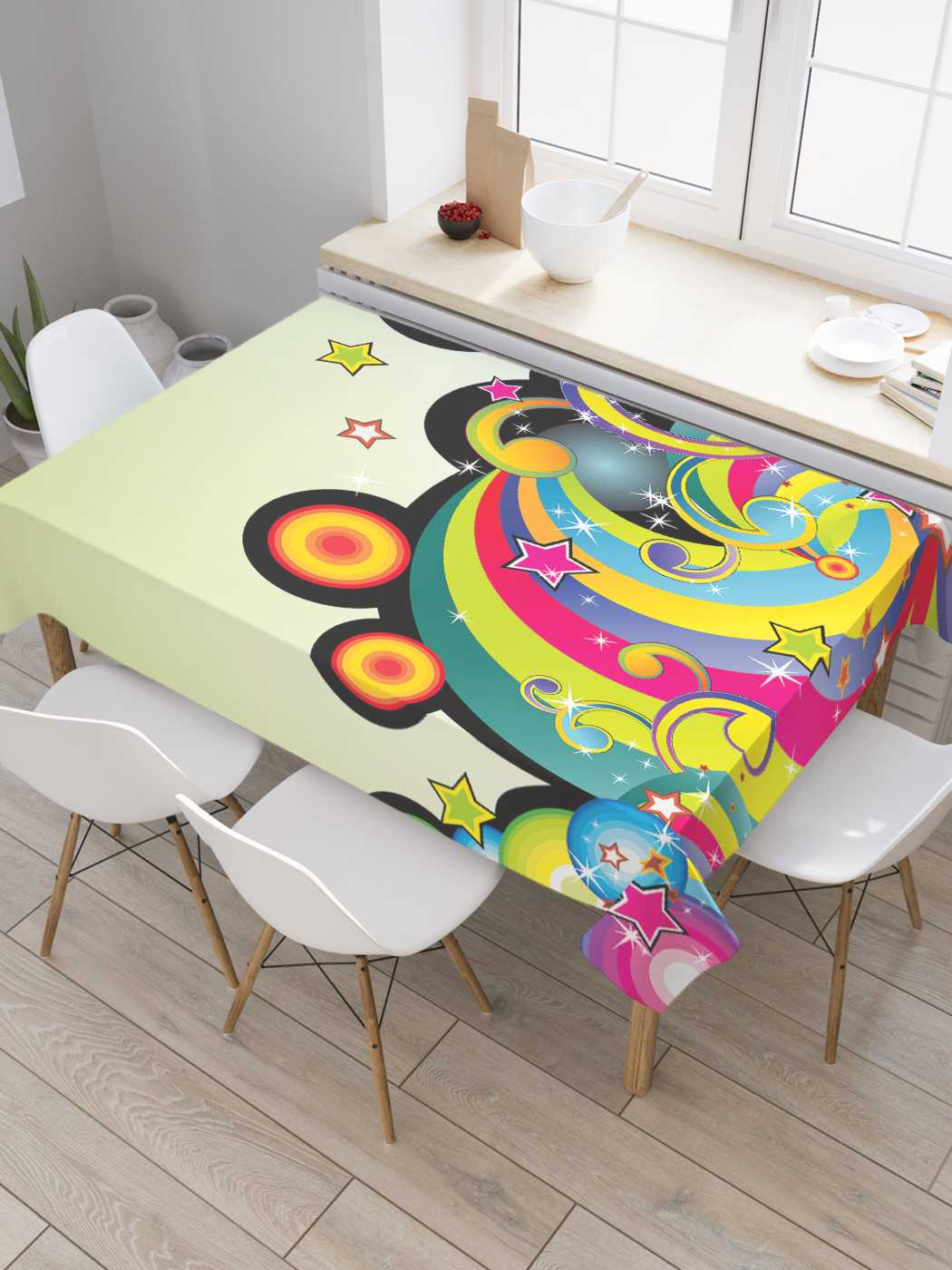 

Скатерть прямоугольная JoyArty "Цветной бум" из оксфорда, 180x145 см, Зеленый, Цветной бум