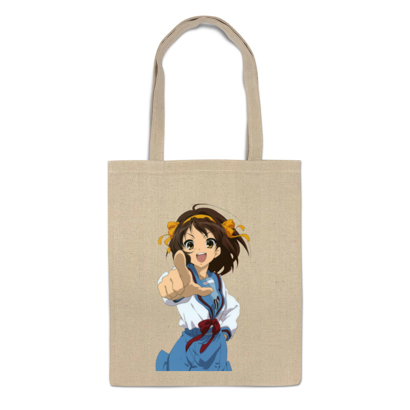 фото Сумка-шоппер printio suzumiya haruhi (obey) бежевая