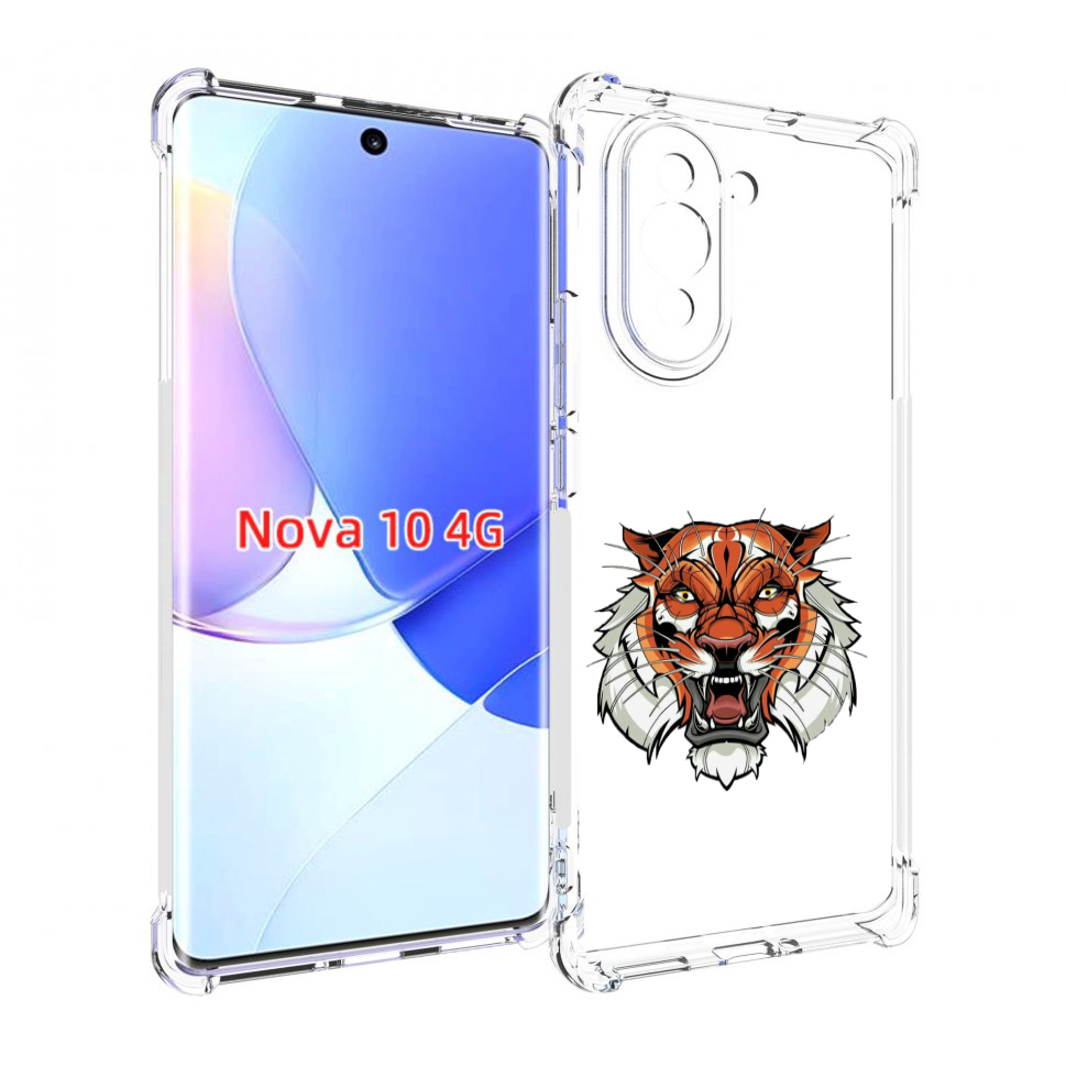 Чехол MyPads оранжевый седой тигр для Huawei Nova 10