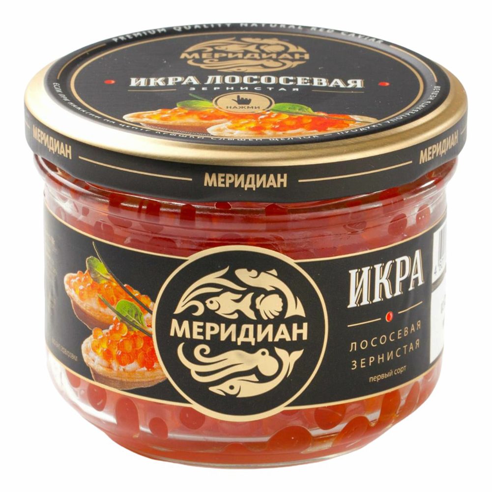 фото Икра нерки красная меридиан зернистая в масле 210 г