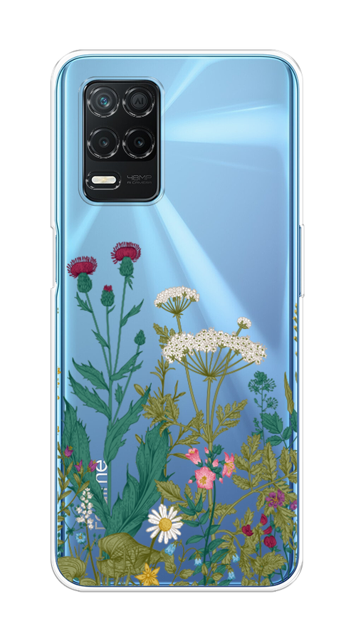 

Чехол на Realme 8 5G/Narzo 30 5G "Дикие полевые цветы", Зеленый;розовый;белый, 257150-2