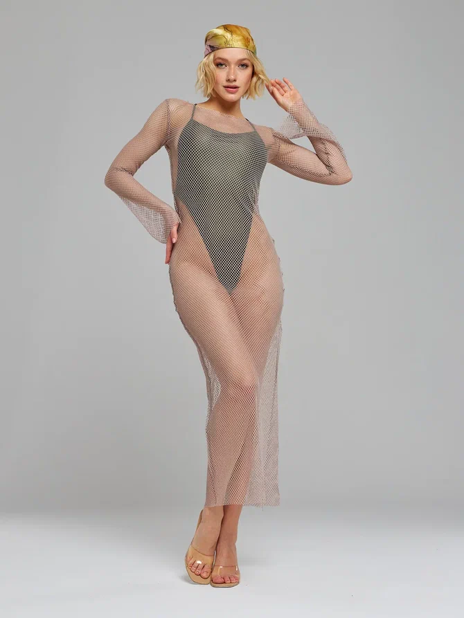 Пляжная туника женская ALZA ST0006 бежевая 40-42 RU