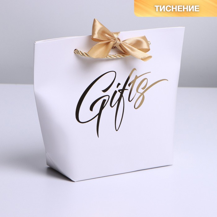

Пакет подарочный Дарите Счастье Gifts 14 х 17 х 7 см, Белый